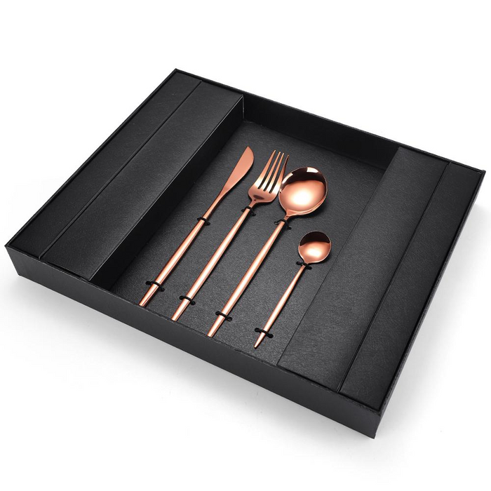 Modern 16Pcs Stainless Steel Cutlery Set With Black Box