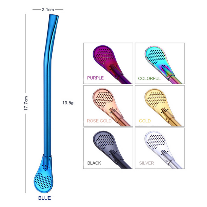 Reusable Colorful Stainless Steel Stirring Spoon Straws - Grafton Collection