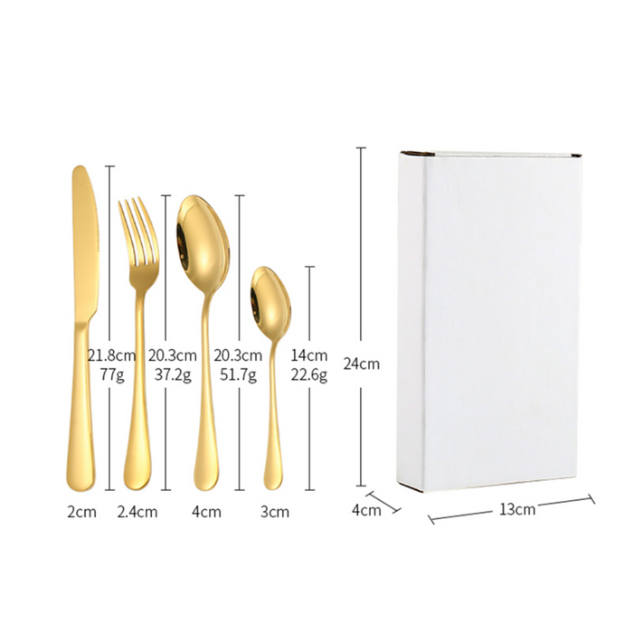 Gold Silverware Knife Fork Spoon Set