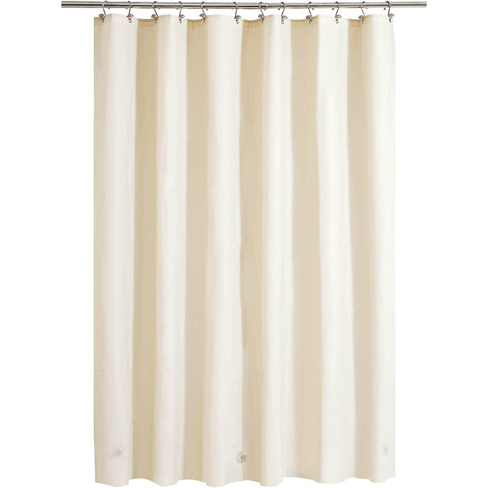 Beige Shower Curtain Liner - Lightweight Shower Curtain With Magnets, Metal Grommets