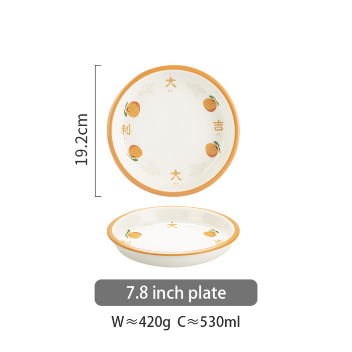 Cute Porcelain Orange Fruit Plate Dish Set