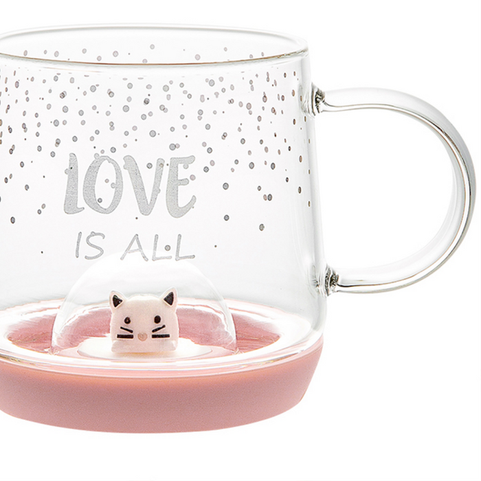 Love Is All Crystal Ball Cat Household Glass Cup