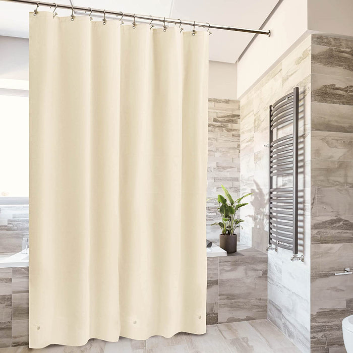 Beige Shower Curtain Liner - Lightweight Shower Curtain With Magnets, Metal Grommets