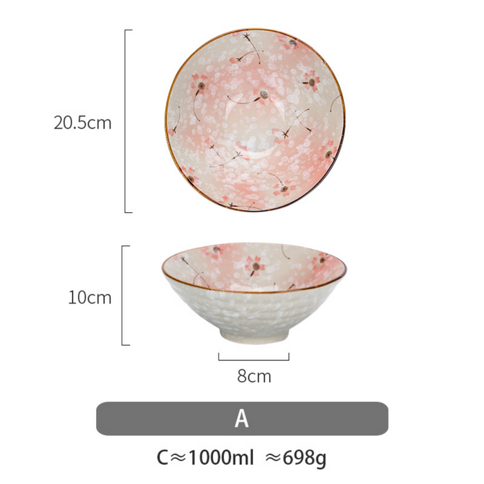 Japanese Style Floral Noodle Bowl - Grafton Collection