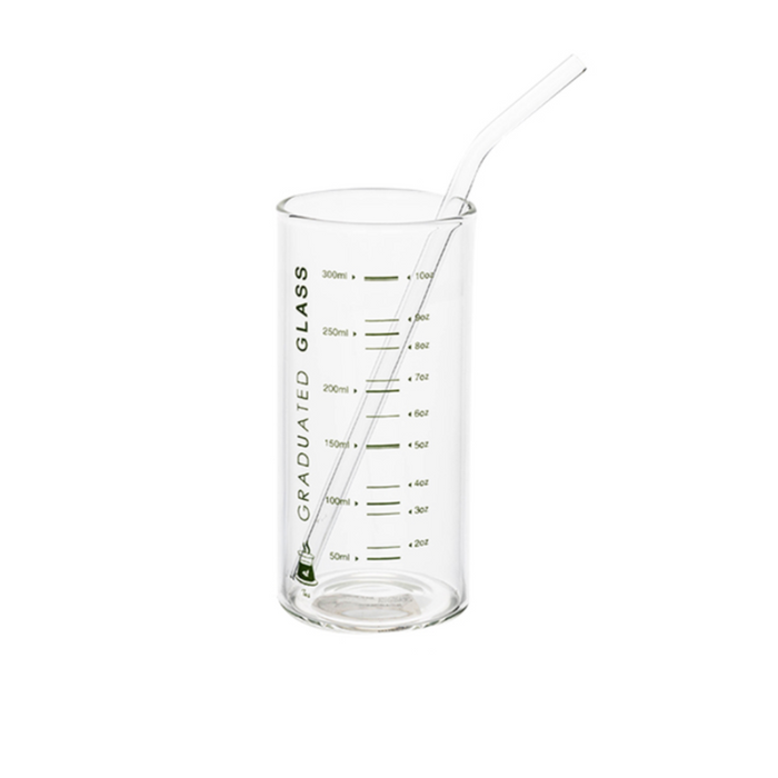 Measuring Cup Glass With Straw