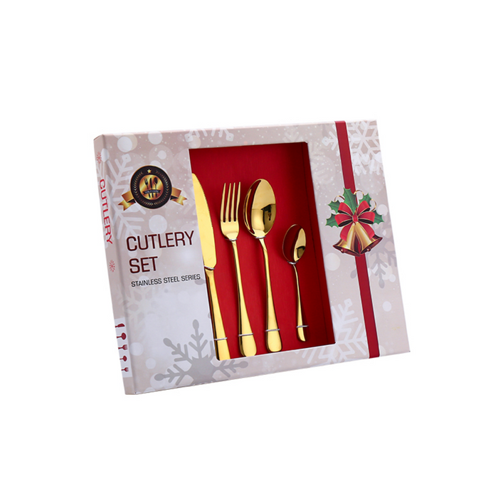 Stainless Steel Cutlery Sets + Christmas Gift Box - 24 Pieces