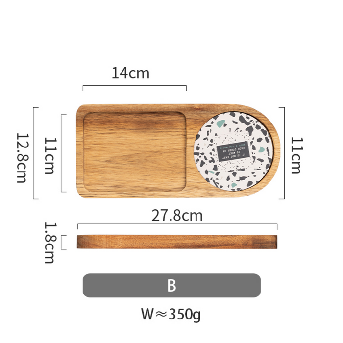 Japanese Style Acacia Wood Afternoon Tea Dessert Plate - Grafton Collection