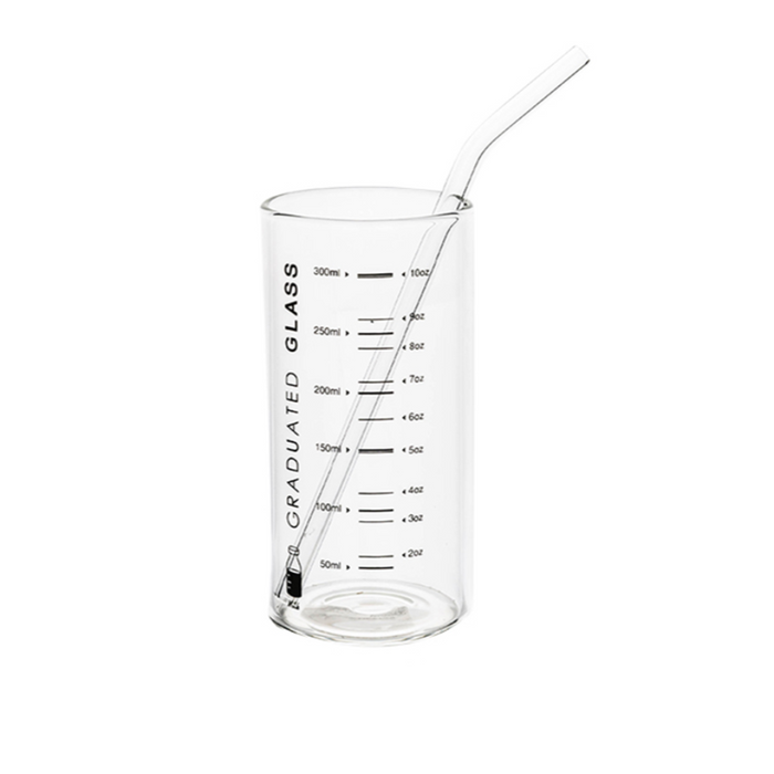 Measuring Cup Glass With Straw - Grafton Collection
