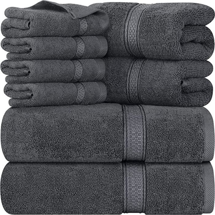 8-Piece Towel Set, 2 Bath Towels, 2 Hand Towels, and 4 Wash Cloths, Highly Absorbent Towels for Bathroom, Gym, Hotel, and Spa - Grafton Collection