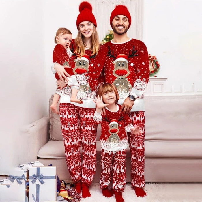 Xmas Deer Print Pajamas Sets - Grafton Collection