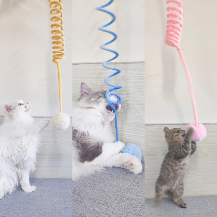 Hanging Spring Plush Ball Cat