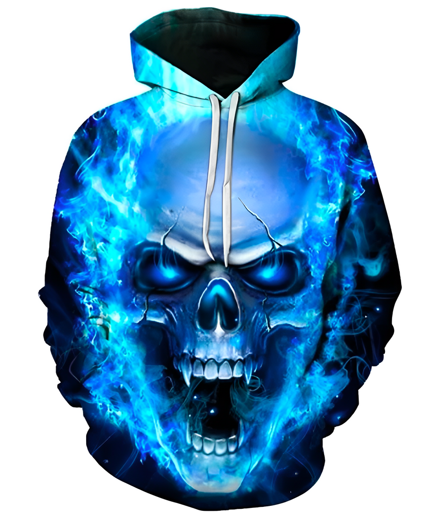 Vintage shops navy blue orange flame skull zip up hoodie