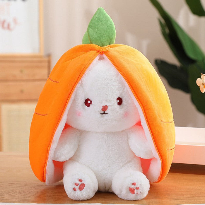 Large Reversible Carrot Rabbit And Strawberry Bunny Plush Pillow