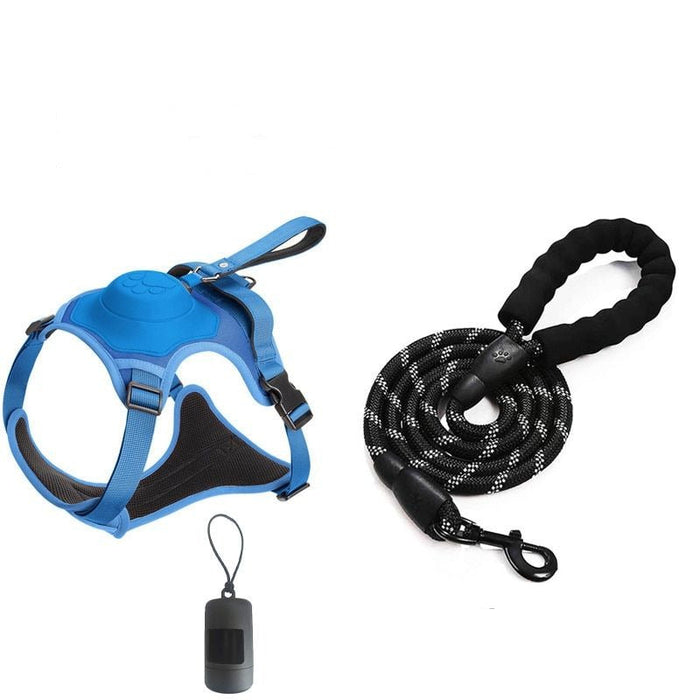 Pet Harness And Pet Leash Set With Pet Waste Bag Holder